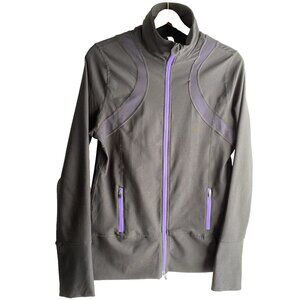 Zuzuzen Active Jacket Women Medium Black Purple Mesh Thumbhole Full Zip Collared